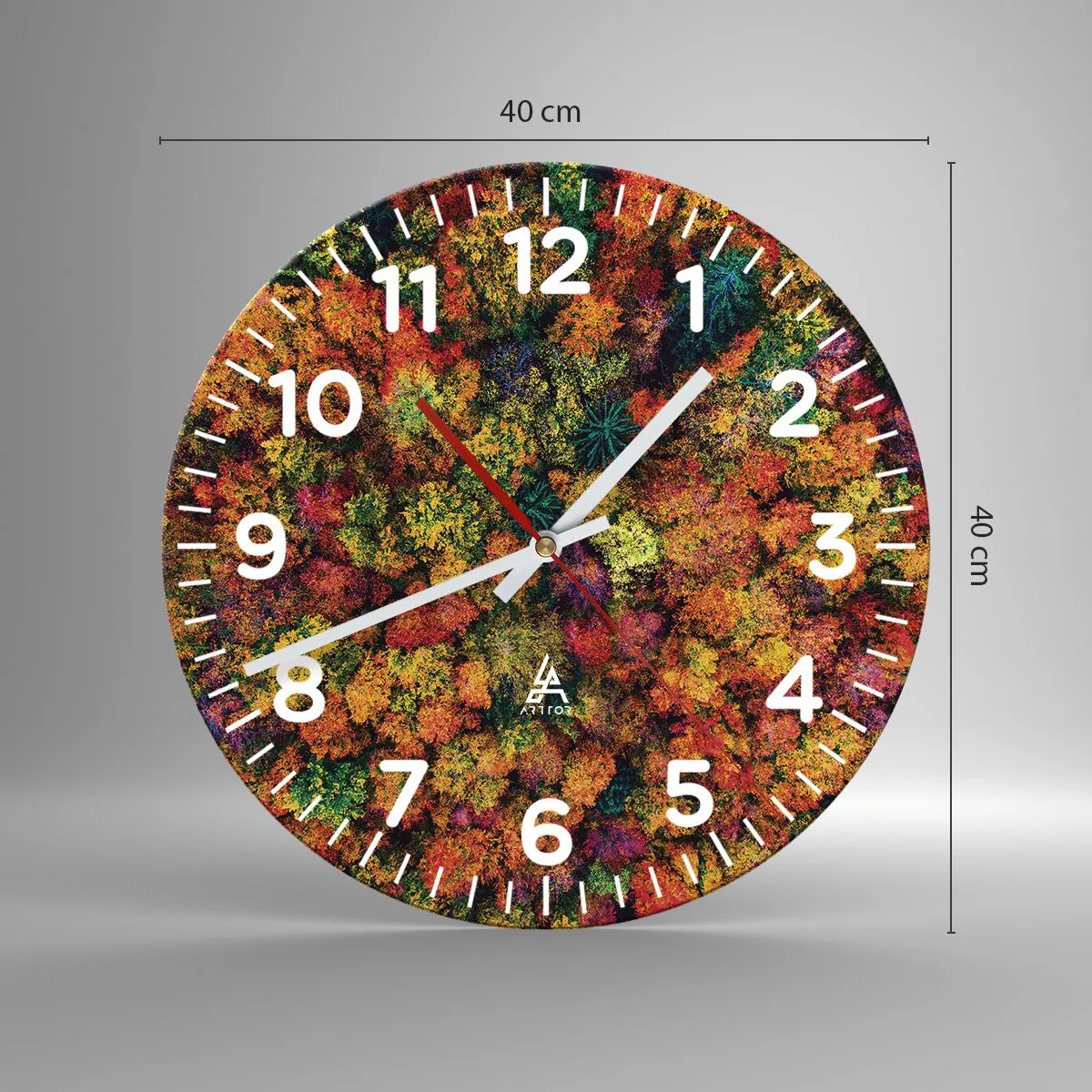 Wanduhr - Glasuhr - Blumenstrauß aus Herbstbäumen - 40x40 cm