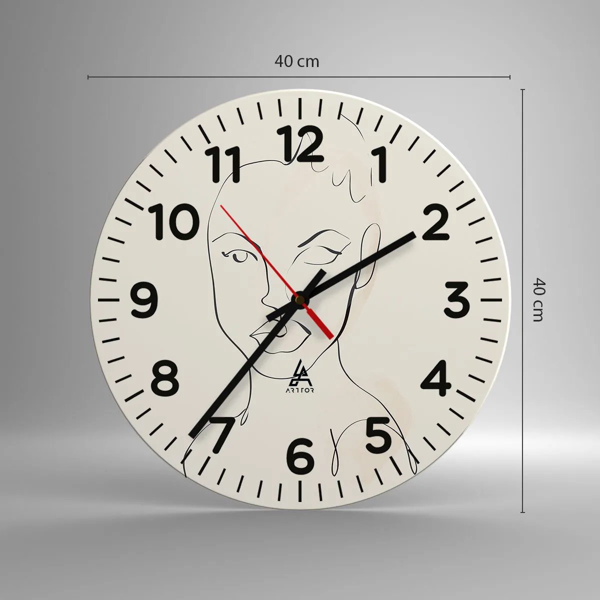 Wanduhr - Glasuhr - Umriss der Sinnlichkeit - 40x40 cm