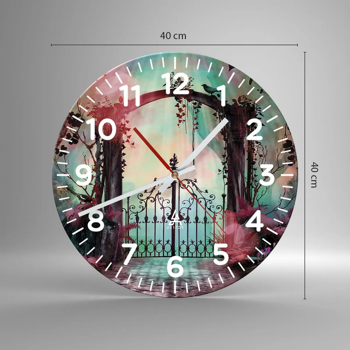 Wanduhr - Glasuhr - Geheimer Garten - 40x40 cm