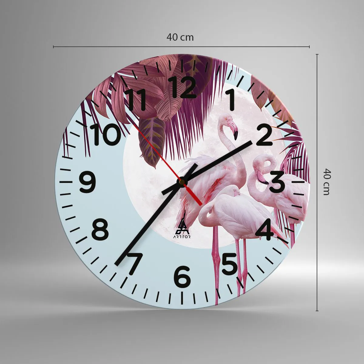 Relógio de parede - Relógio em vidro - Três graças de pássaros - 40x40 cm