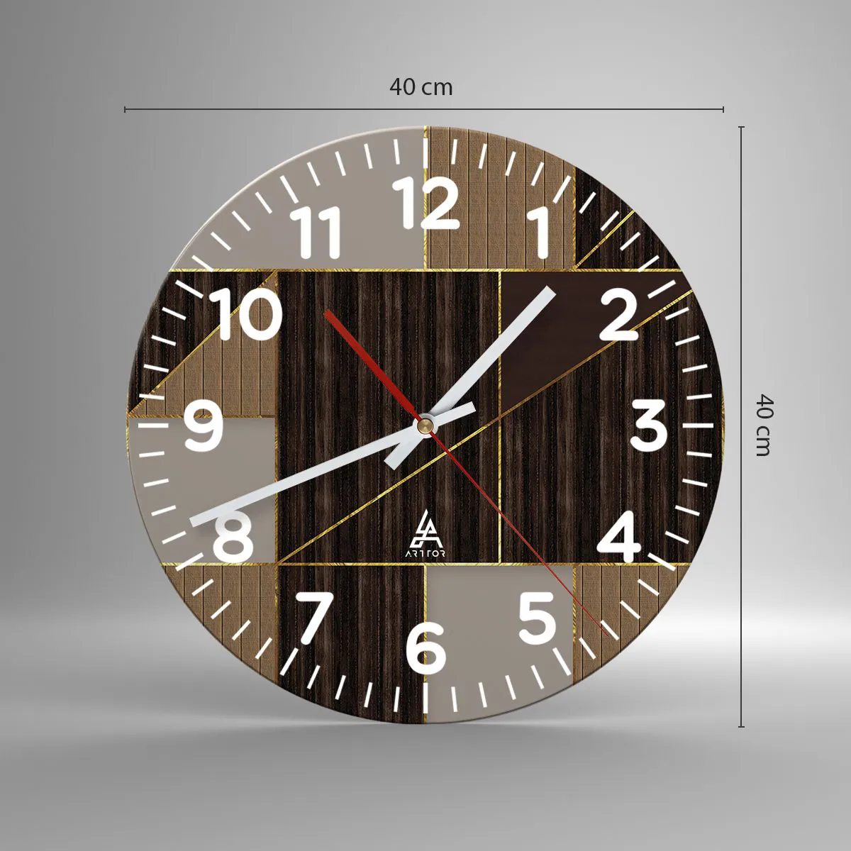 Nástěnné hodiny - Mozaika hnědé a zlaté - 40x40 cm