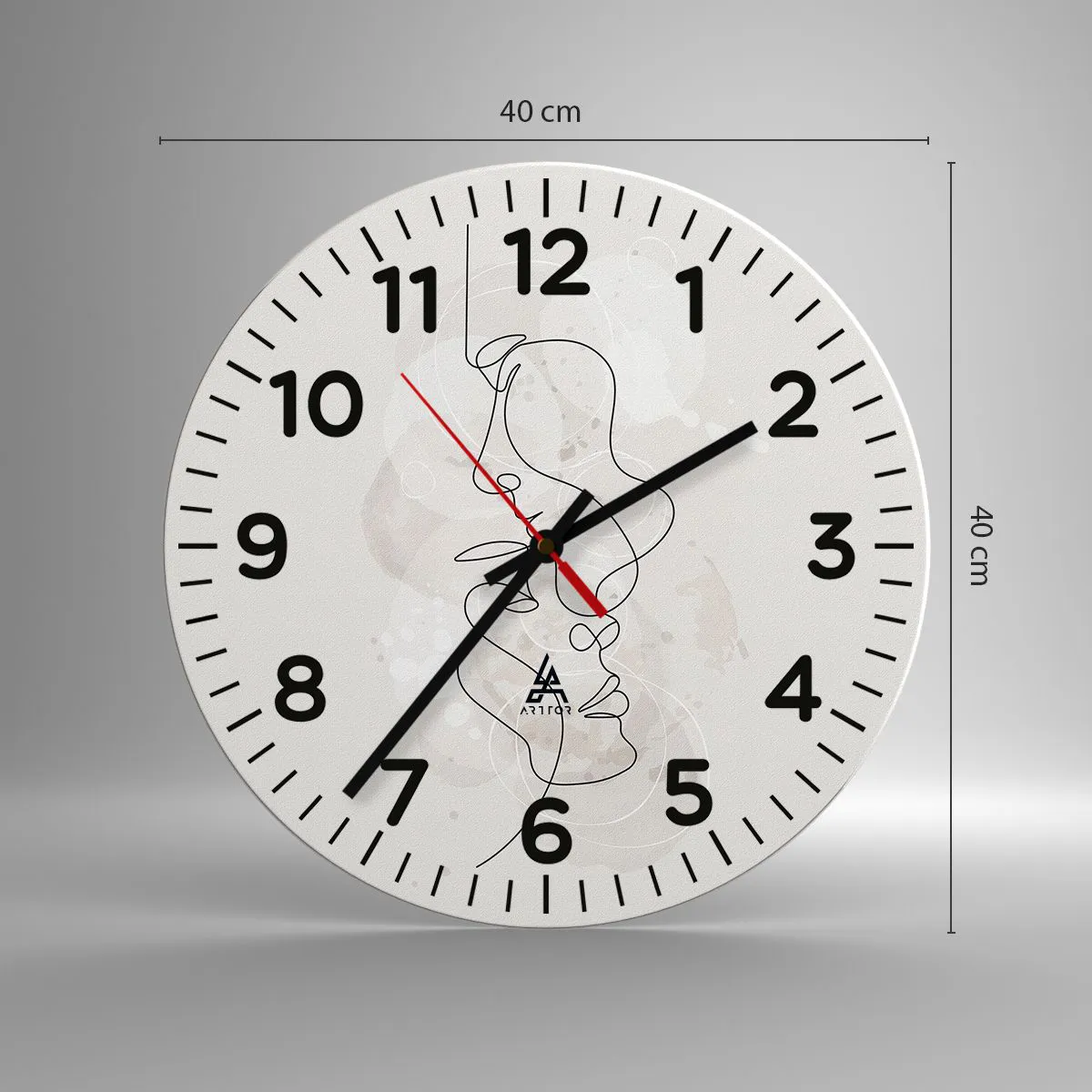 Wanduhr - Glasuhr - Verstrickt in eine Umarmung - 40x40 cm