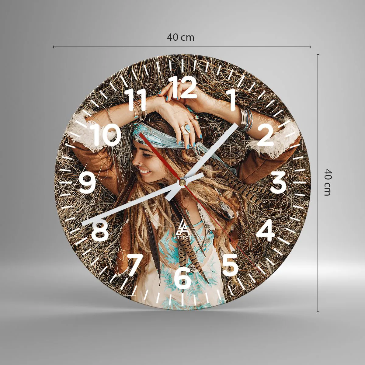 Wanduhr - Glasuhr - Auf dem Weg in den Sommer der Liebe - 40x40 cm