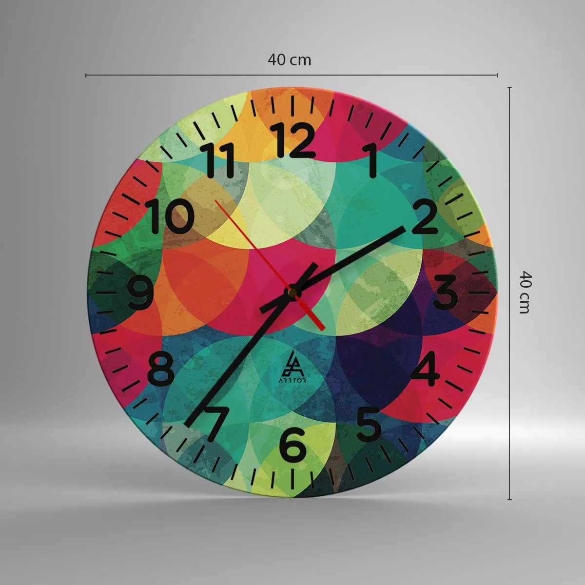 Ceas de perete - Ceas pe sticlă - Să intrăm în curcubeu - 40x40 cm
