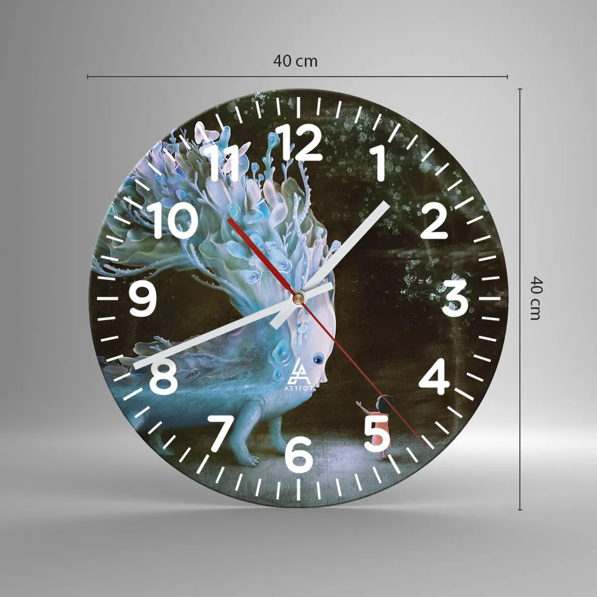 Ceas de perete - Ceas pe sticlă - Întâlnire fantastică - 40x40 cm