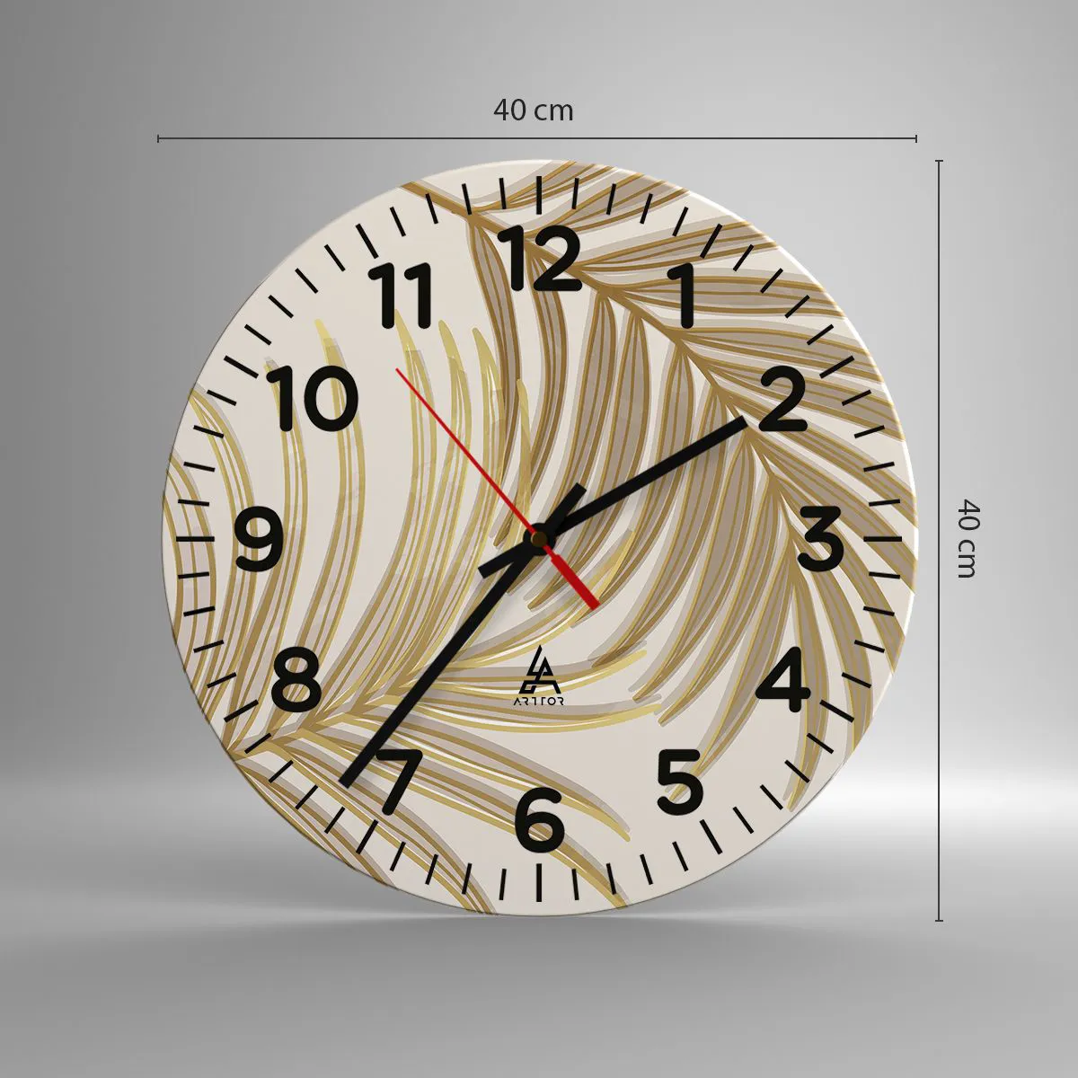 Reloj de pared - Reloj de vidrio - Palma de Oro - 40x40 cm
