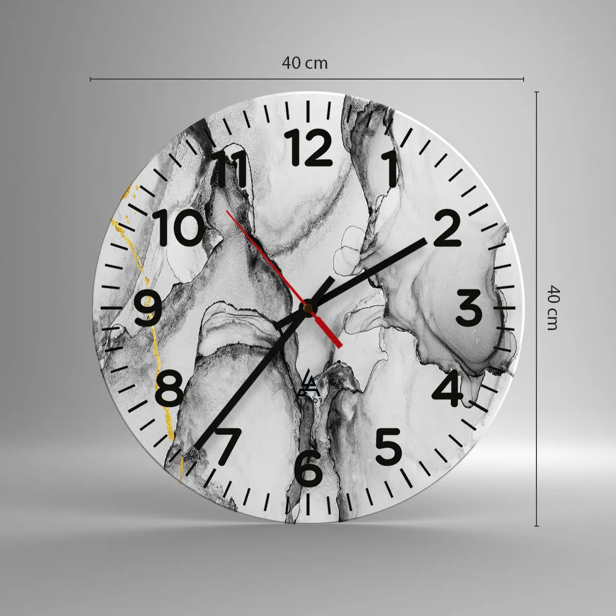 Ceas de perete - Ceas pe sticlă - Compoziție cu motiv auriu - 40x40 cm