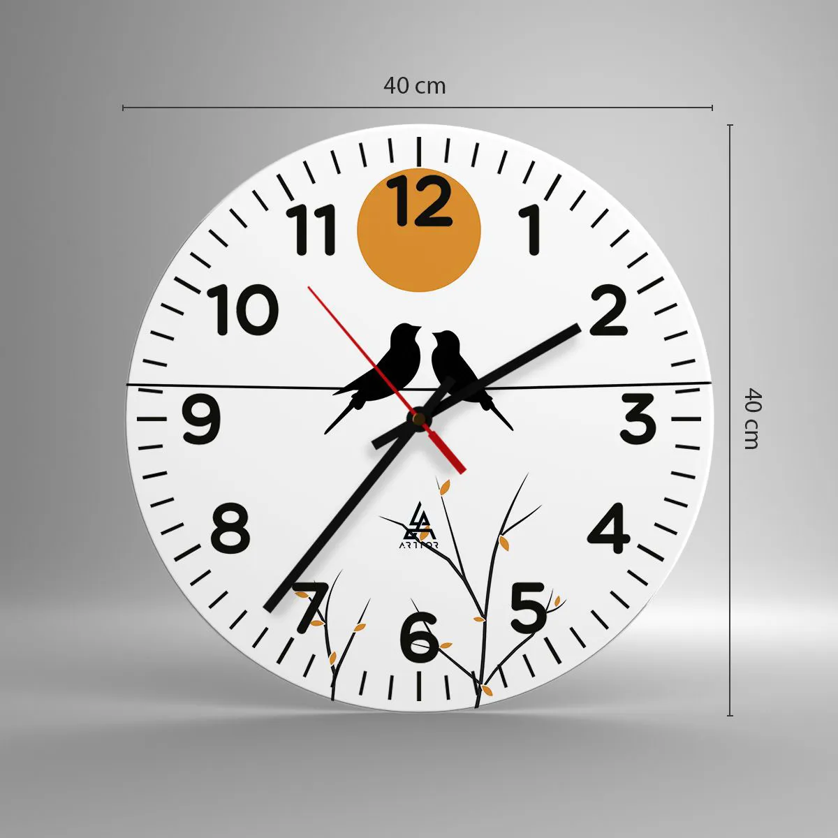 Wall clock - Clock on glass - Nightingale Evening - 40x40 cm