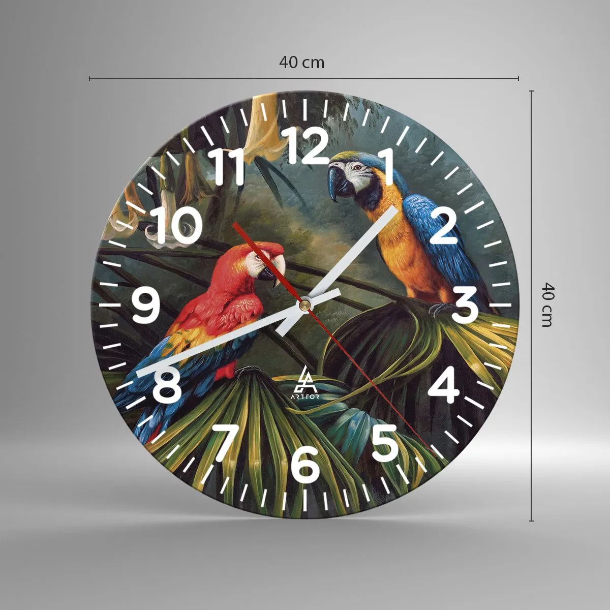 Orologio da parete - Orologio in Vetro - Romanticità ai tropici - 40x40 cm