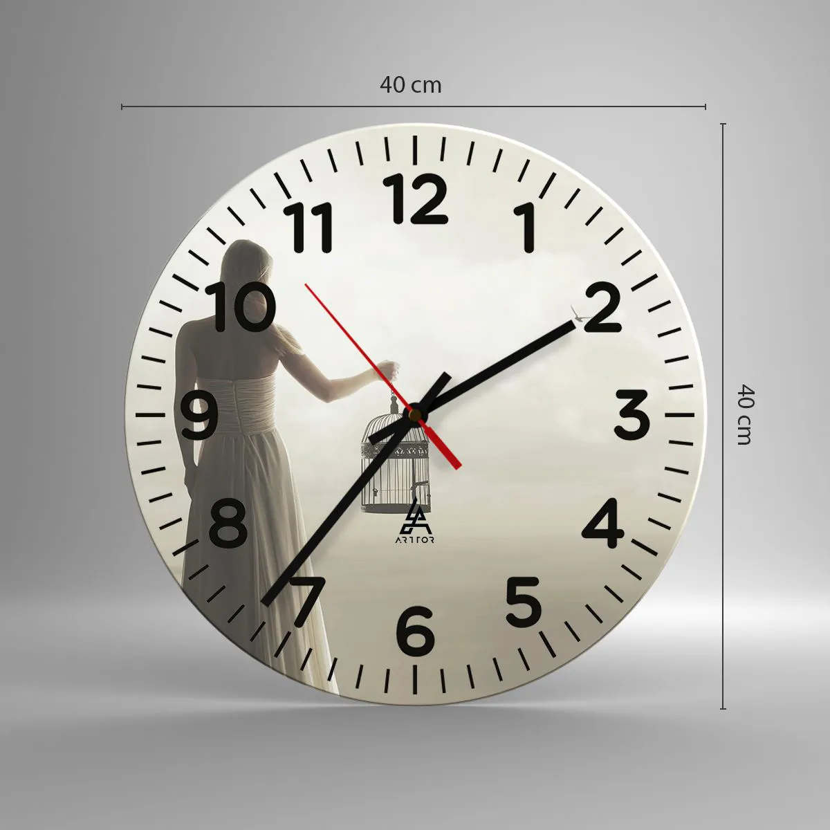 Reloj de pared - Reloj de vidrio - Sé libre - 40x40 cm