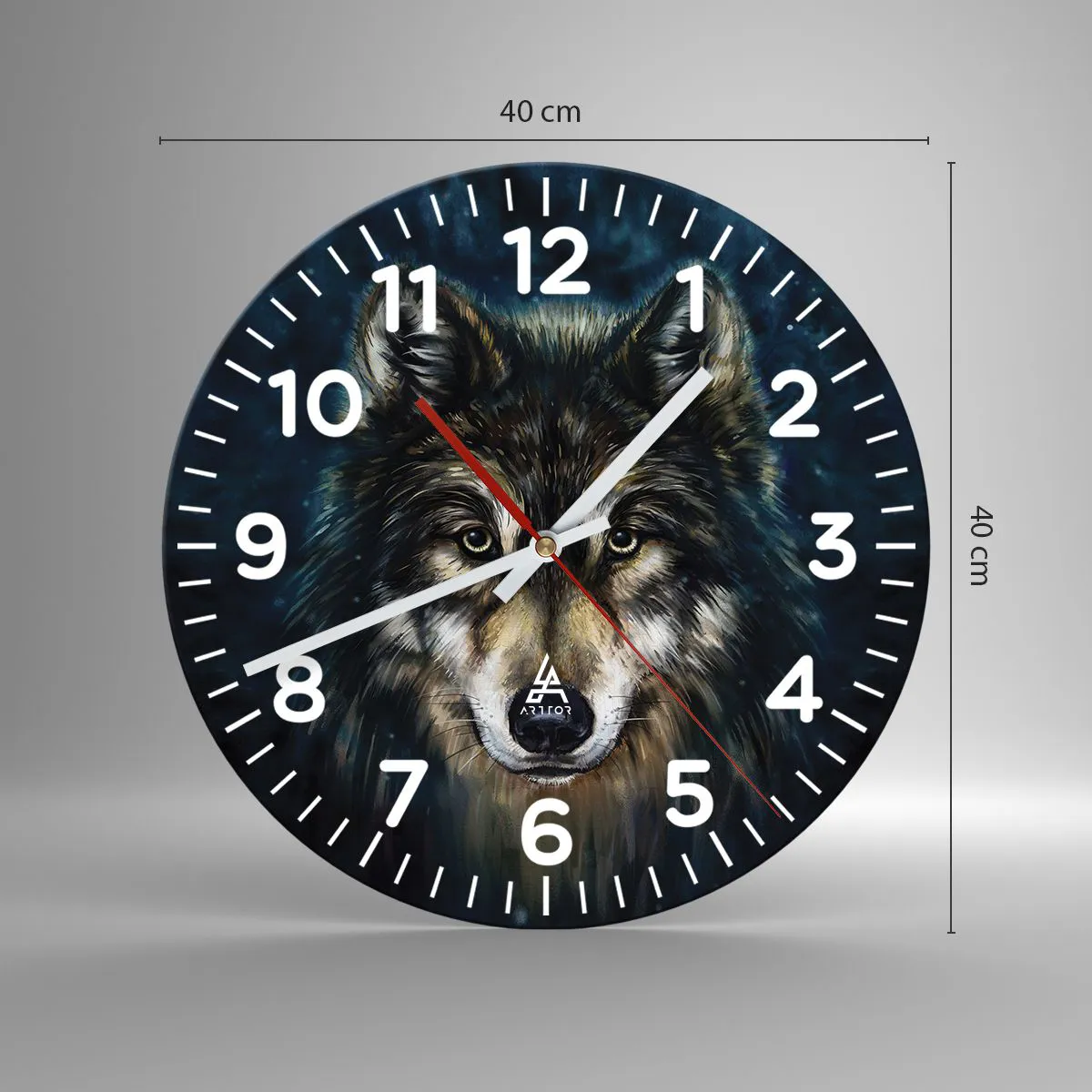 Ceas de perete - Ceas pe sticlă - Alfa? Și omega - 40x40 cm