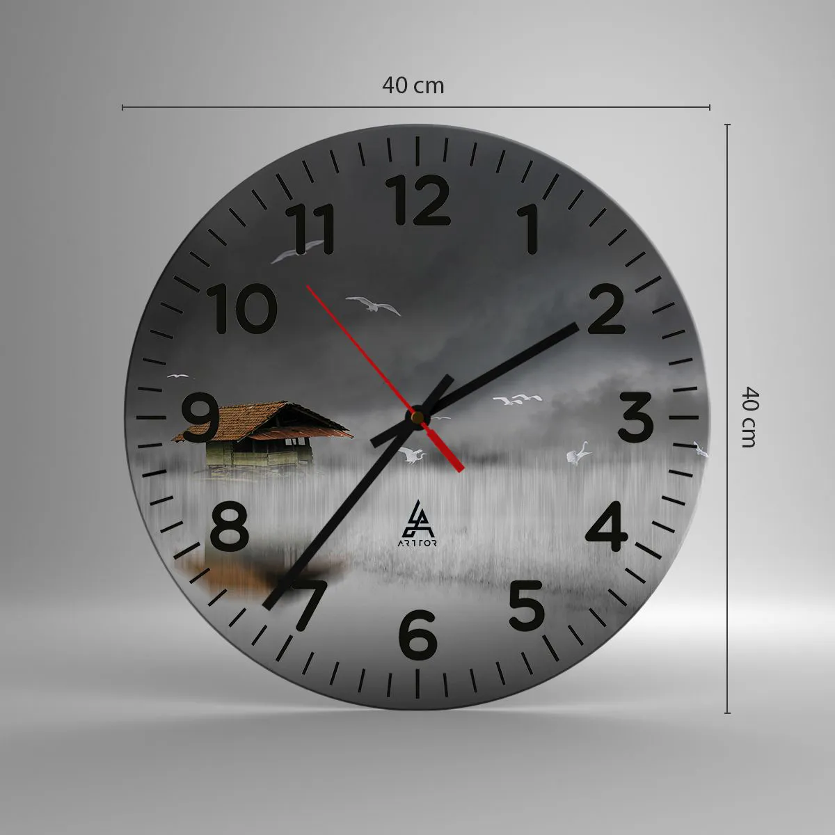 Wall clock - Clock on glass - Shelter from the Rain - 40x40 cm