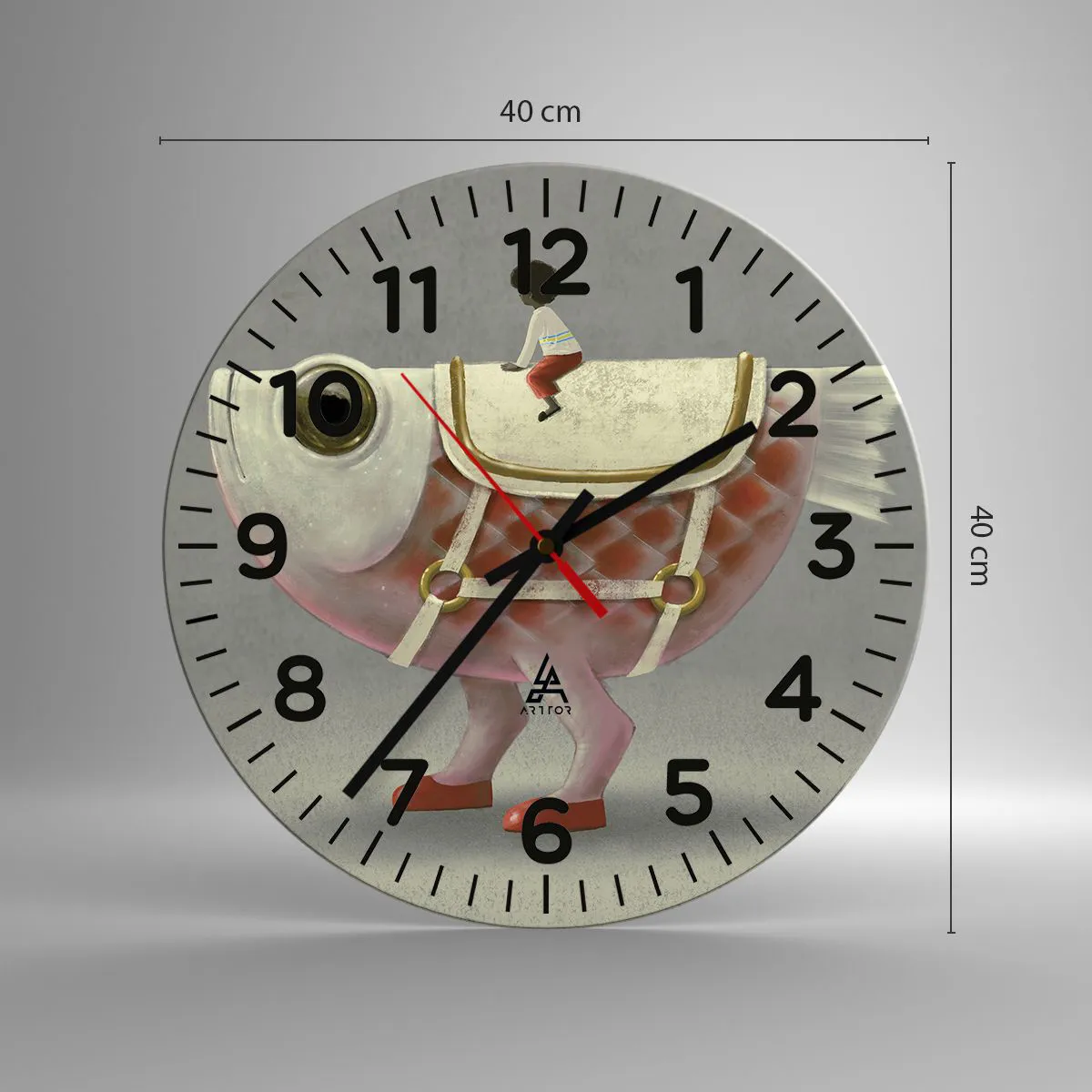 Horloge murale - Pendule murale - Le cavalier poisson - 40x40 cm