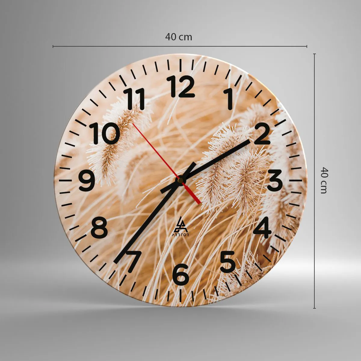 Wanduhr - Glasuhr - Das goldene Rauschen des Grases - 40x40 cm