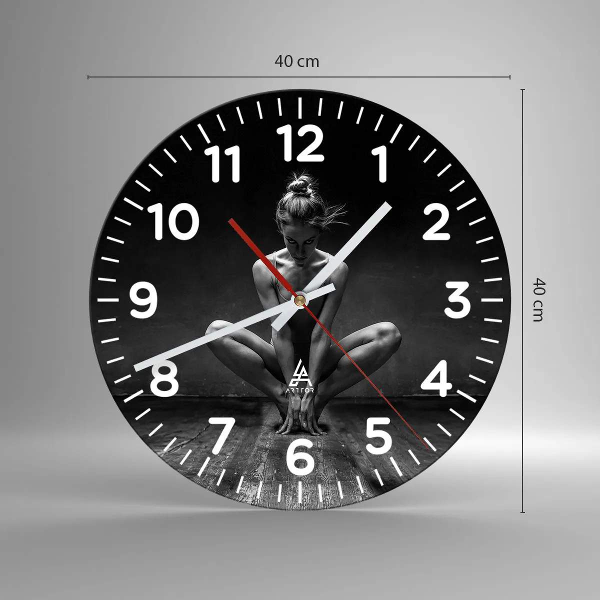 Ceas de perete - Ceas pe sticlă - Energie de dans concentrată - 40x40 cm