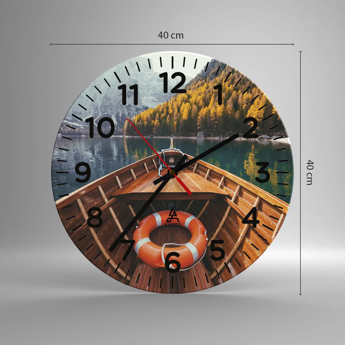 Ceas de perete - Ceas pe sticlă - Excursie pe munte - 40x40 cm