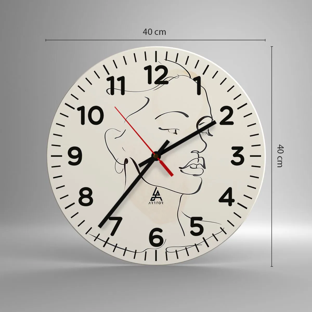 Ceas de perete - Ceas pe sticlă - Cu o linie sigură - 40x40 cm