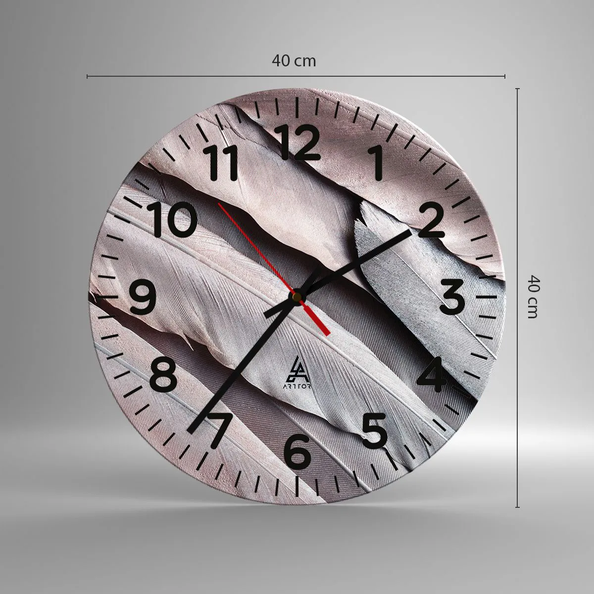 Ceas de perete - Ceas pe sticlă - Argintul roz - 40x40 cm
