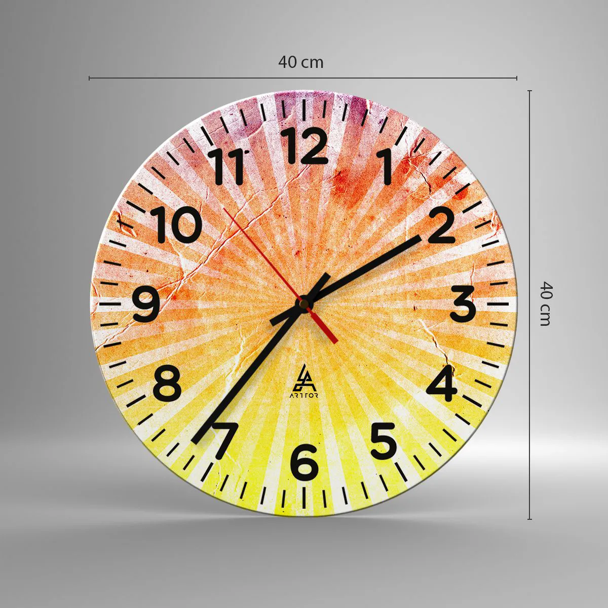 Relógio de parede - Relógio em vidro - Nasceres e entardeceres - 40x40 cm