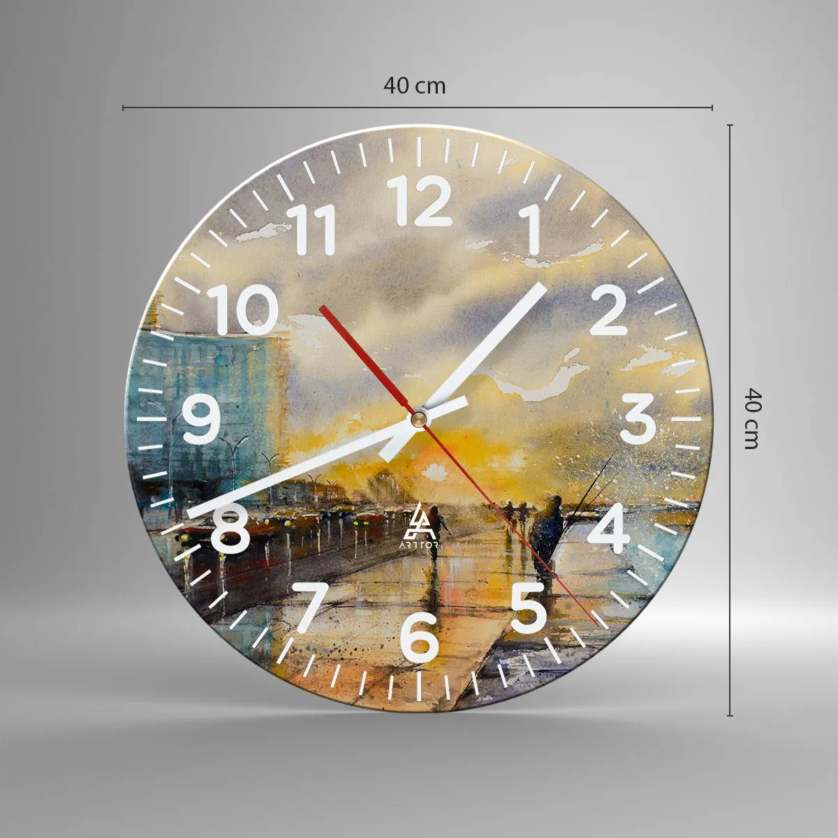 Reloj de pared - Reloj de vidrio - Vida en la orilla - 40x40 cm