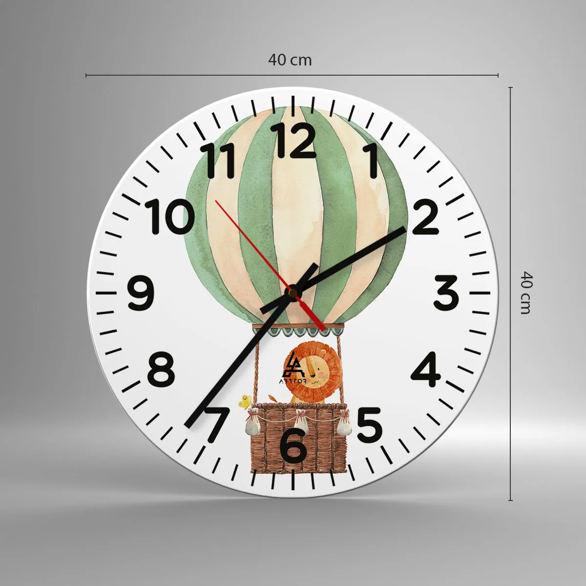 Wall clock - Clock on glass - Leon's Adventures - 40x40 cm