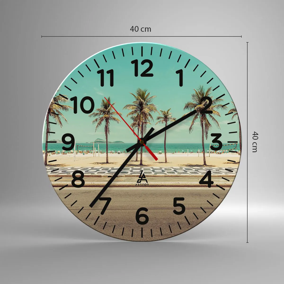 Wanduhr - Glasuhr - Beim Bewachen des Strandes - 40x40 cm