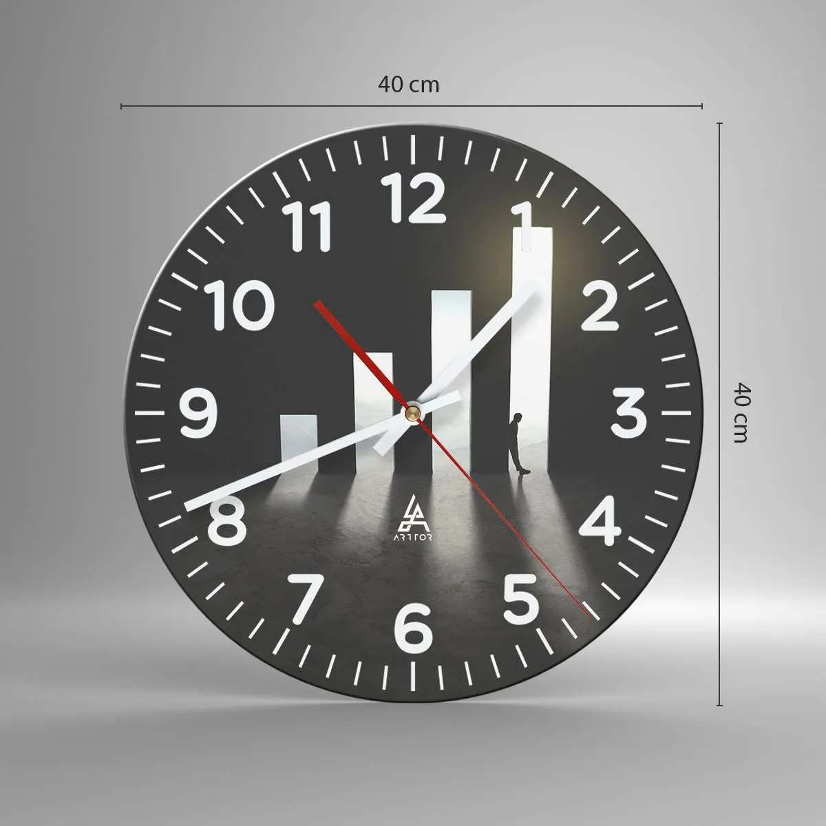 Ceas de perete - Ceas pe sticlă - Succesul - o impresie - 40x40 cm