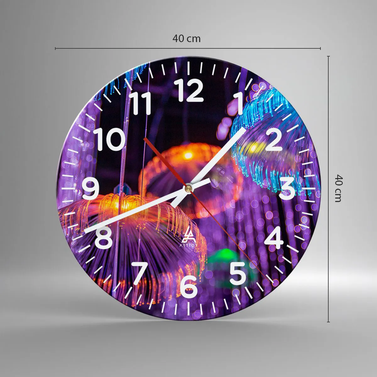 Horloge murale - Pendule murale - Fontaine lumineuse - 40x40 cm