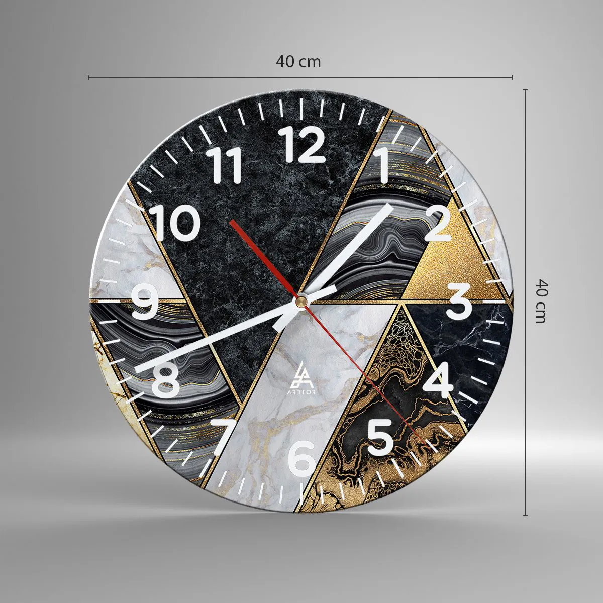 Wanduhr - Glasuhr - Stein um Stein - 40x40 cm