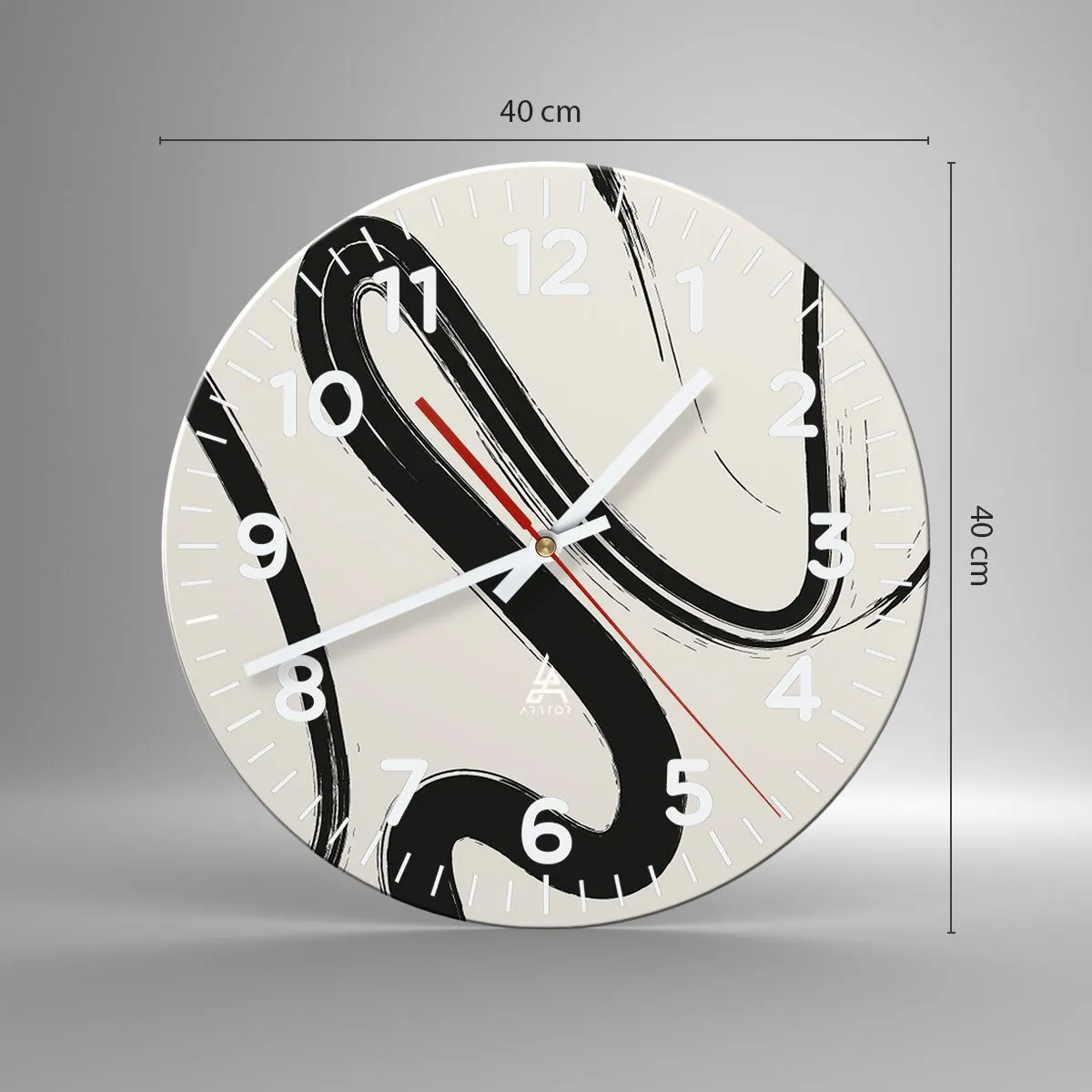 Ceas de perete - Ceas pe sticlă - Capriciu în alb și negru - 40x40 cm