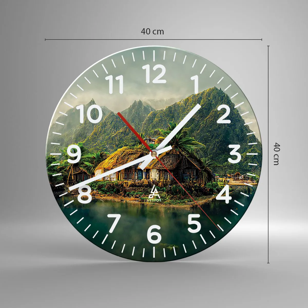 Wanduhr - Glasuhr - Tropisches Paradies - 40x40 cm