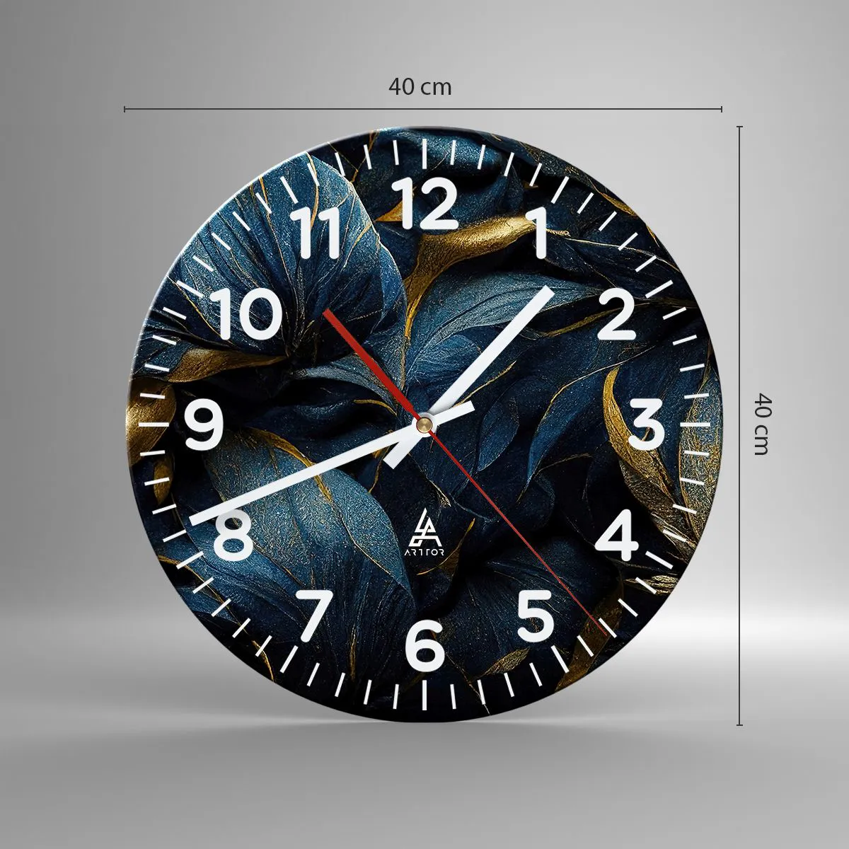 Orologio da parete - Orologio in Vetro - Foderati d'oro - 40x40 cm