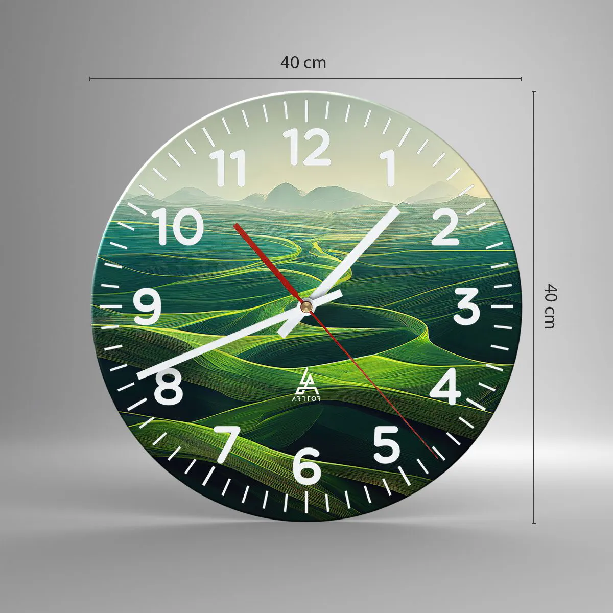 Zegar ścienny - W zielonych dolinach - 40x40 cm