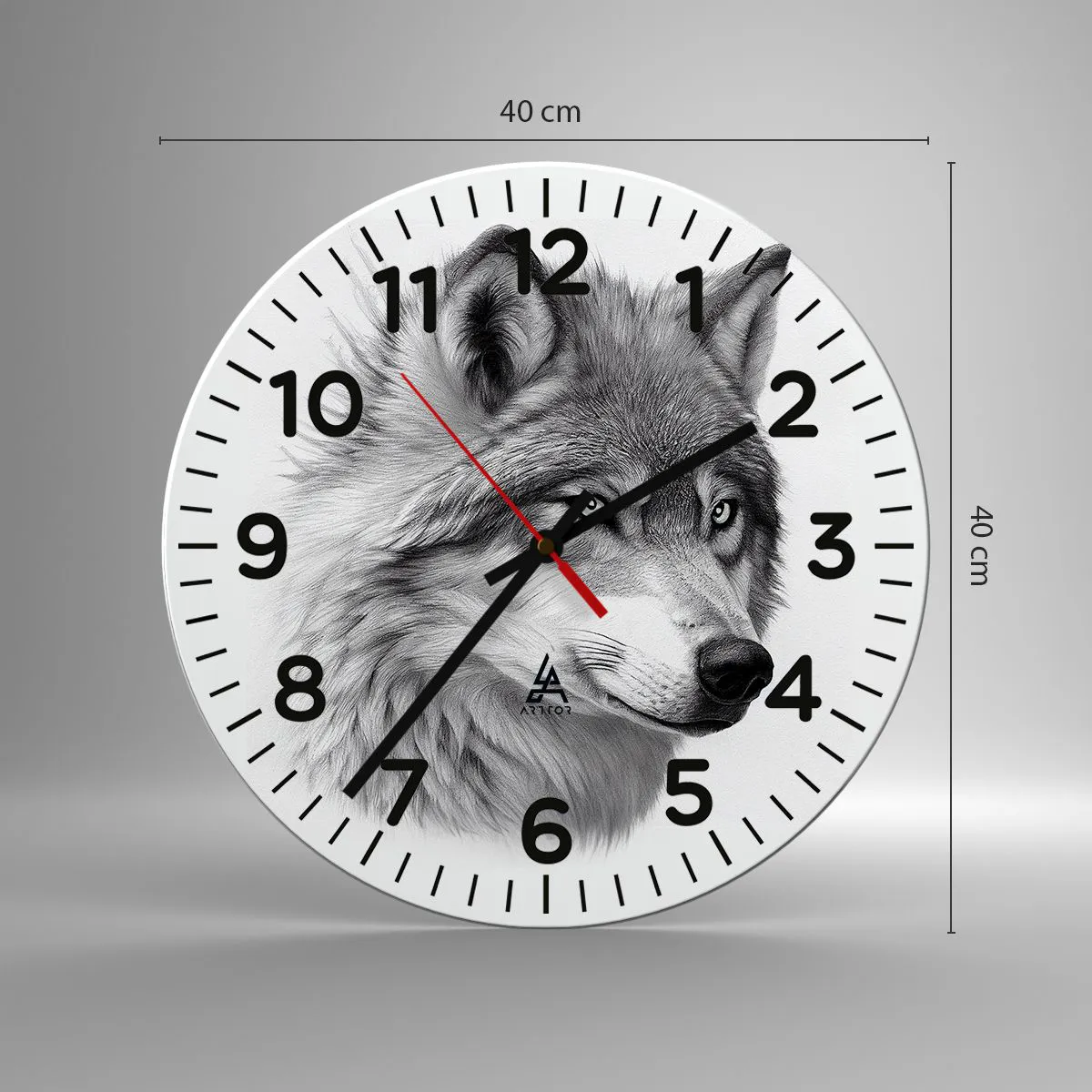Ceas de perete - Ceas pe sticlă - Alfa - fără îndoială - 40x40 cm