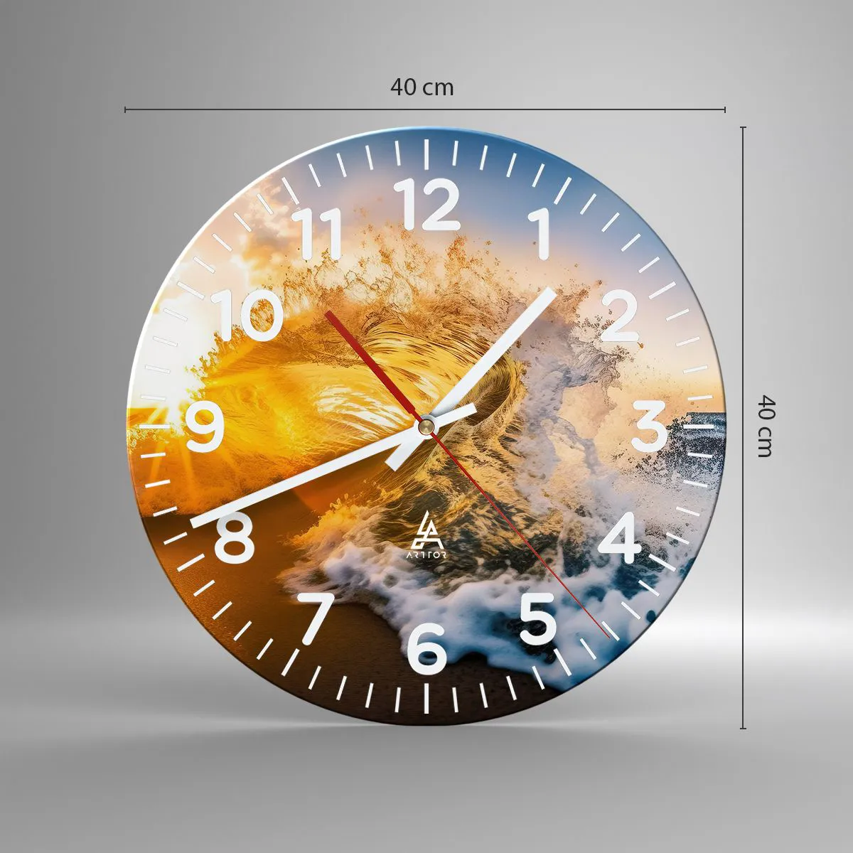 Relógio de parede - Relógio em vidro - Diversão na areia - 40x40 cm