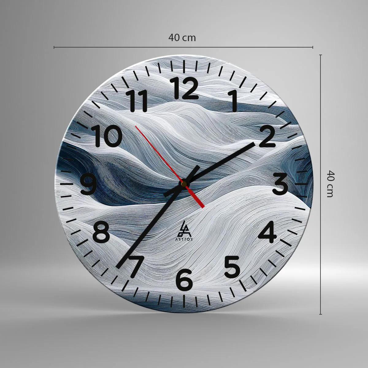 Ceas de perete - Ceas pe sticlă - Valuri albastre și albe - 40x40 cm