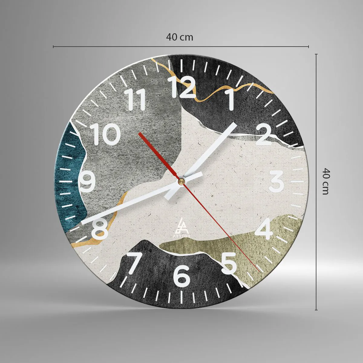 Horloge murale - Pendule murale - Composition mosaïque avec un fil d'or - 40x40 cm