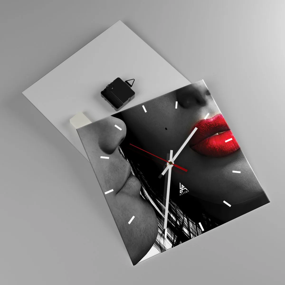 Ceas de perete - Ceas pe sticlă - Față în față - 30x30 cm