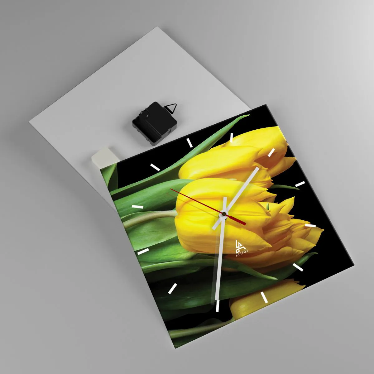 Relógio de parede - Relógio em vidro - Feitas a partir do sol - 30x30 cm