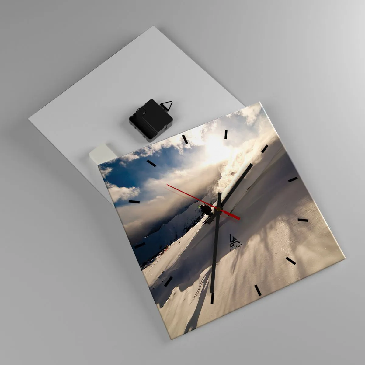 Wall clock - Clock on glass - Mountain Challenge Accepted - 30x30 cm