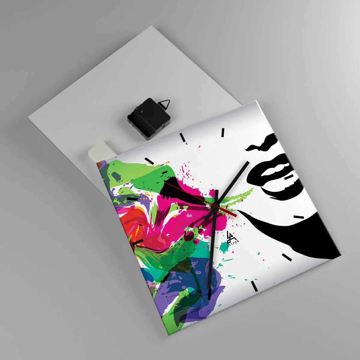 Wall clock - Clock on glass - Tale in Colours of a Rainbow - 30x30 cm