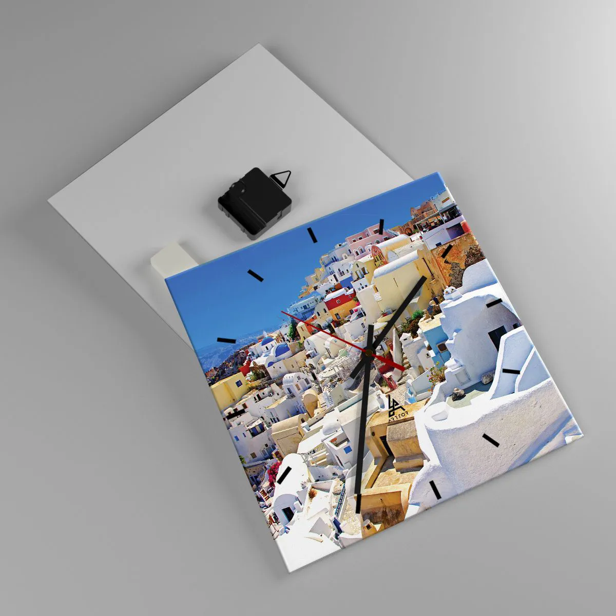 Ceas de perete - Ceas pe sticlă - Visând la o vară grecească - 30x30 cm