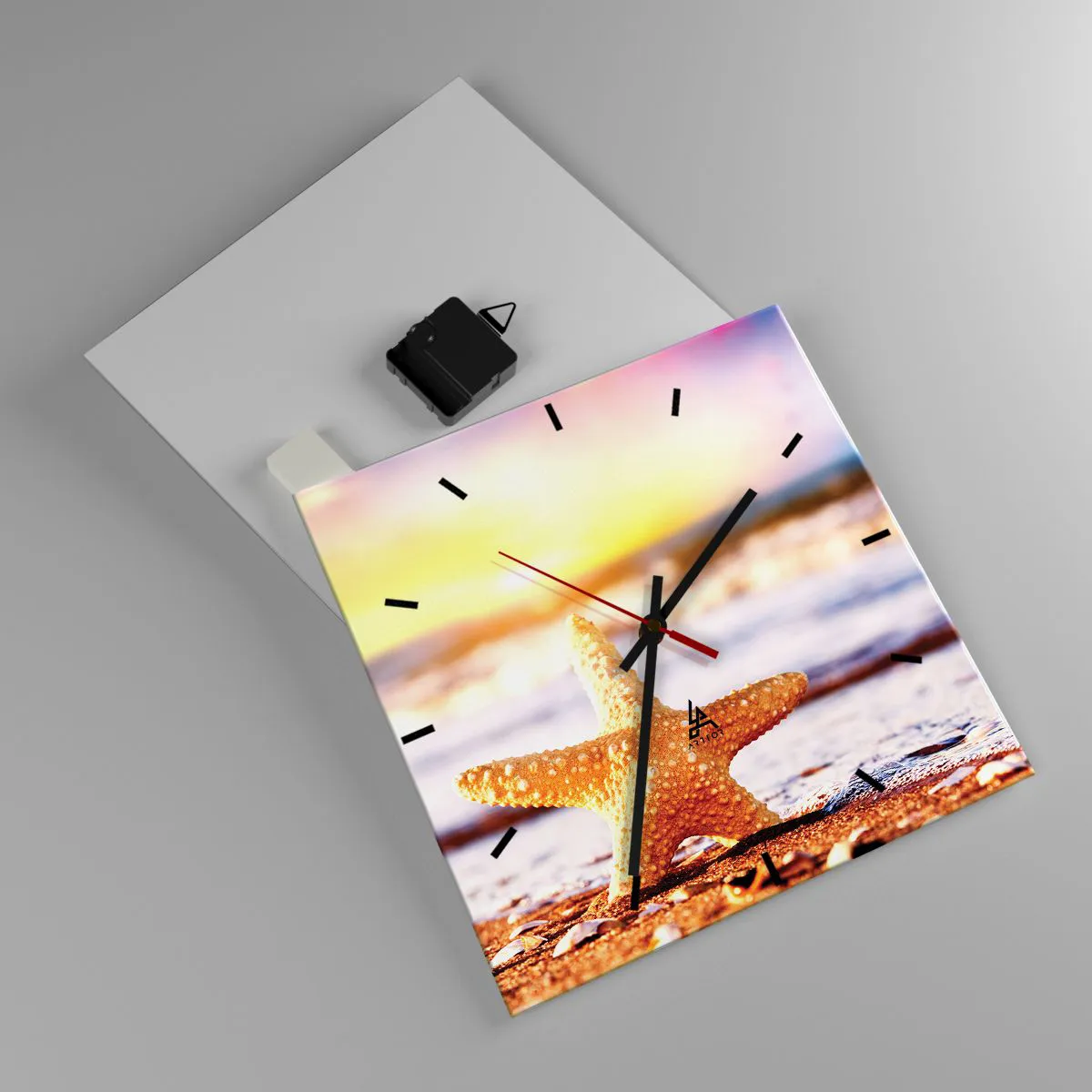 Wall clock - Clock on glass - Sea Kiss - 30x30 cm