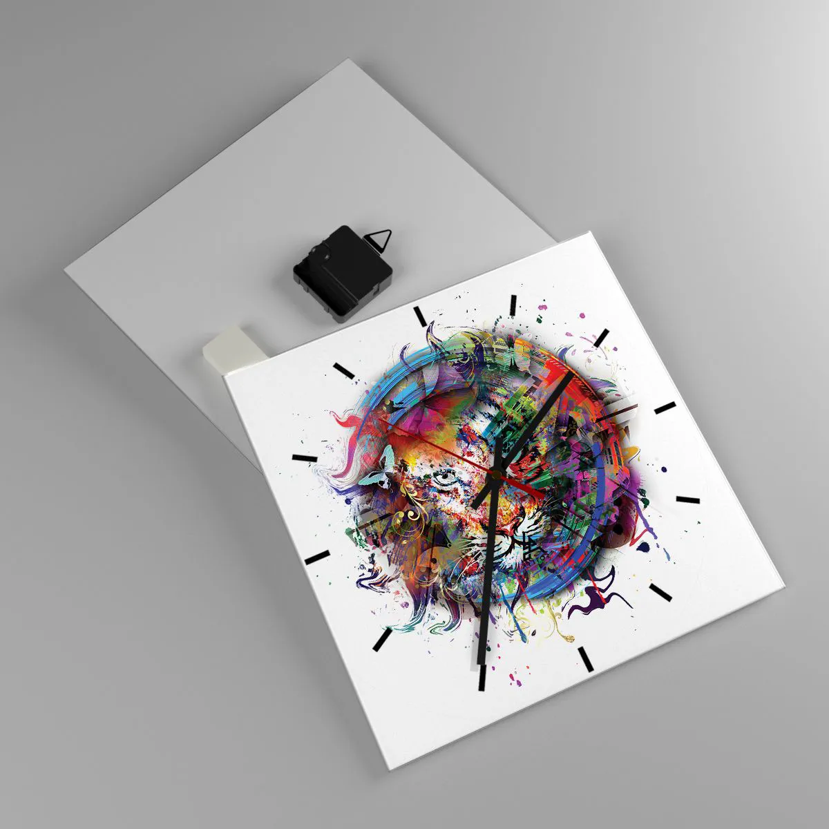 Väggklocka - Klocka på glas - Lurar bakom regnbågen - 30x30 cm