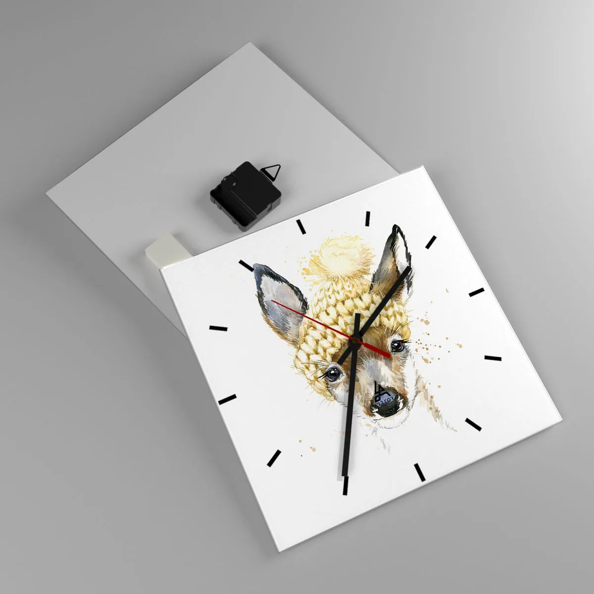 Väggklocka - Klocka på glas - För vinter i insnöad skog - 30x30 cm