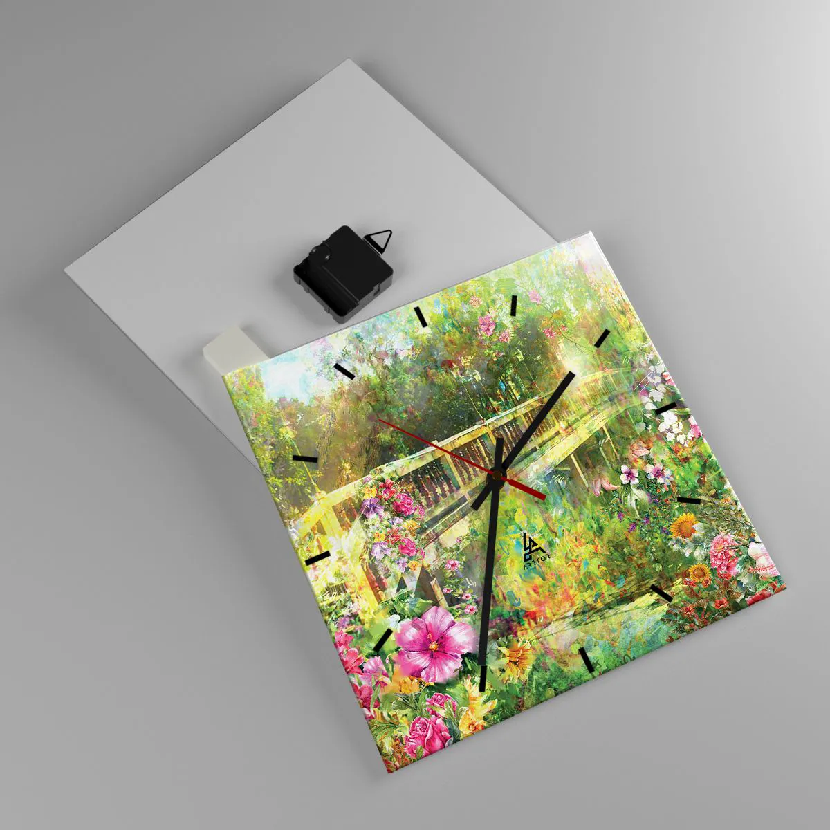 Relógio de parede - Relógio em vidro - A ponte dos suspiros da primavera - 30x30 cm