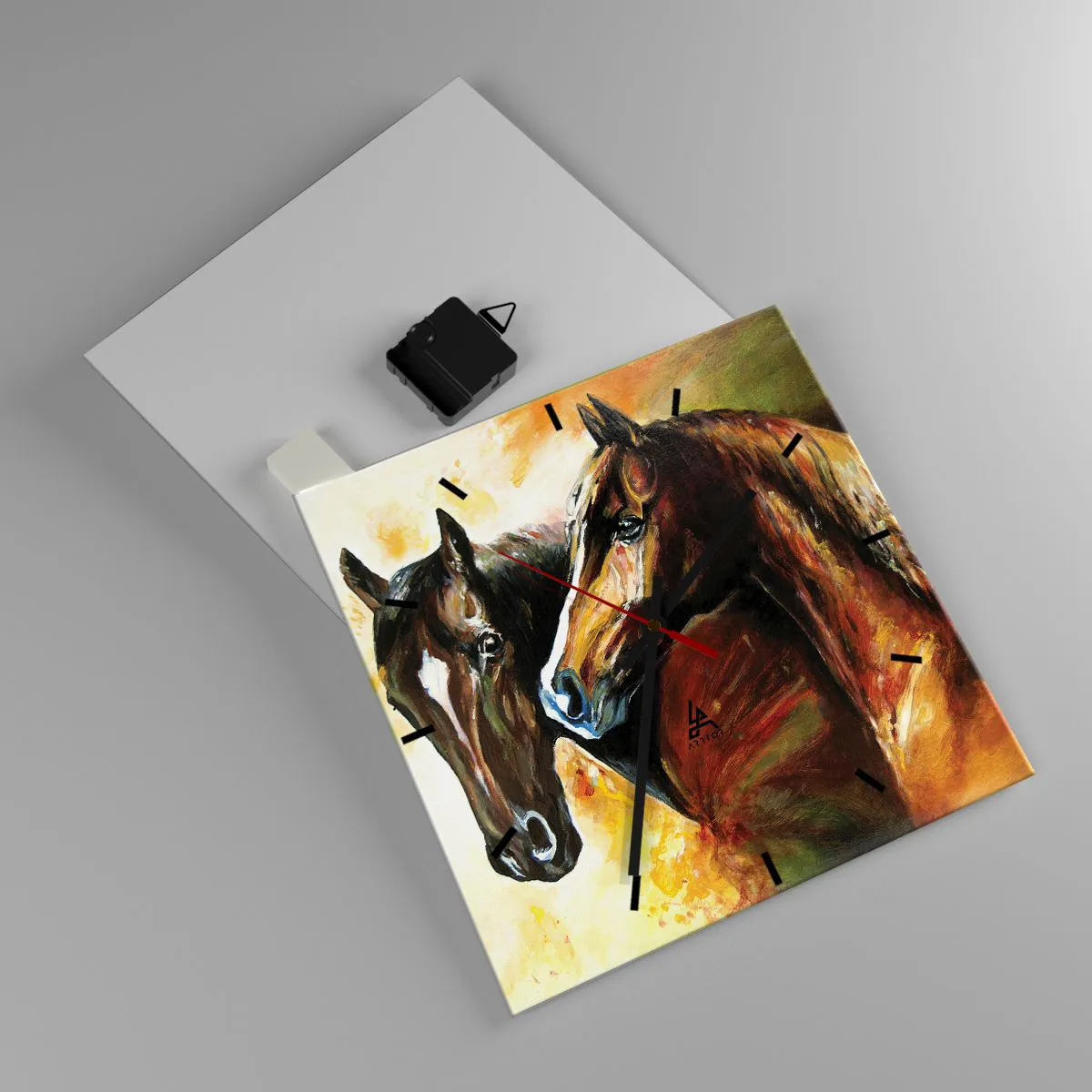 Wall clock - Clock on glass - Twice More Charm - 30x30 cm