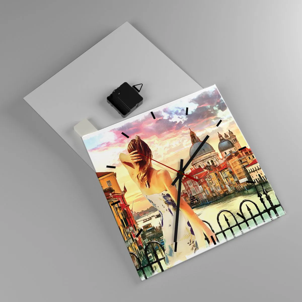 Väggklocka - Klocka på glas - Äventyr endast i ... - 30x30 cm