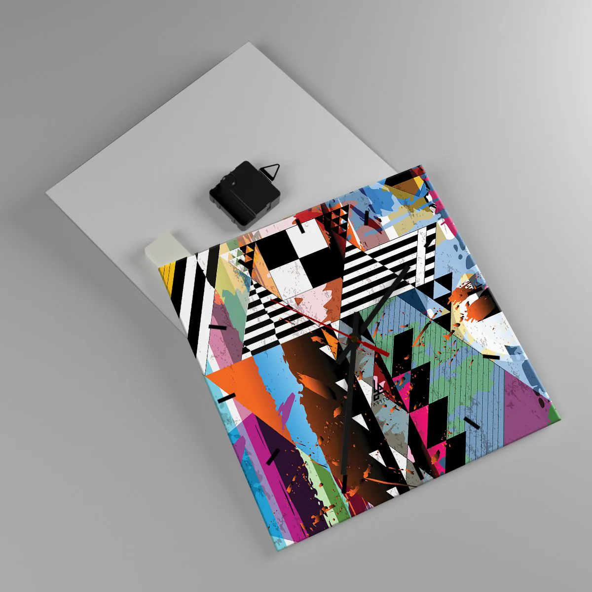 Relógio de parede - Relógio em vidro - Geométrica e organicamente - 30x30 cm