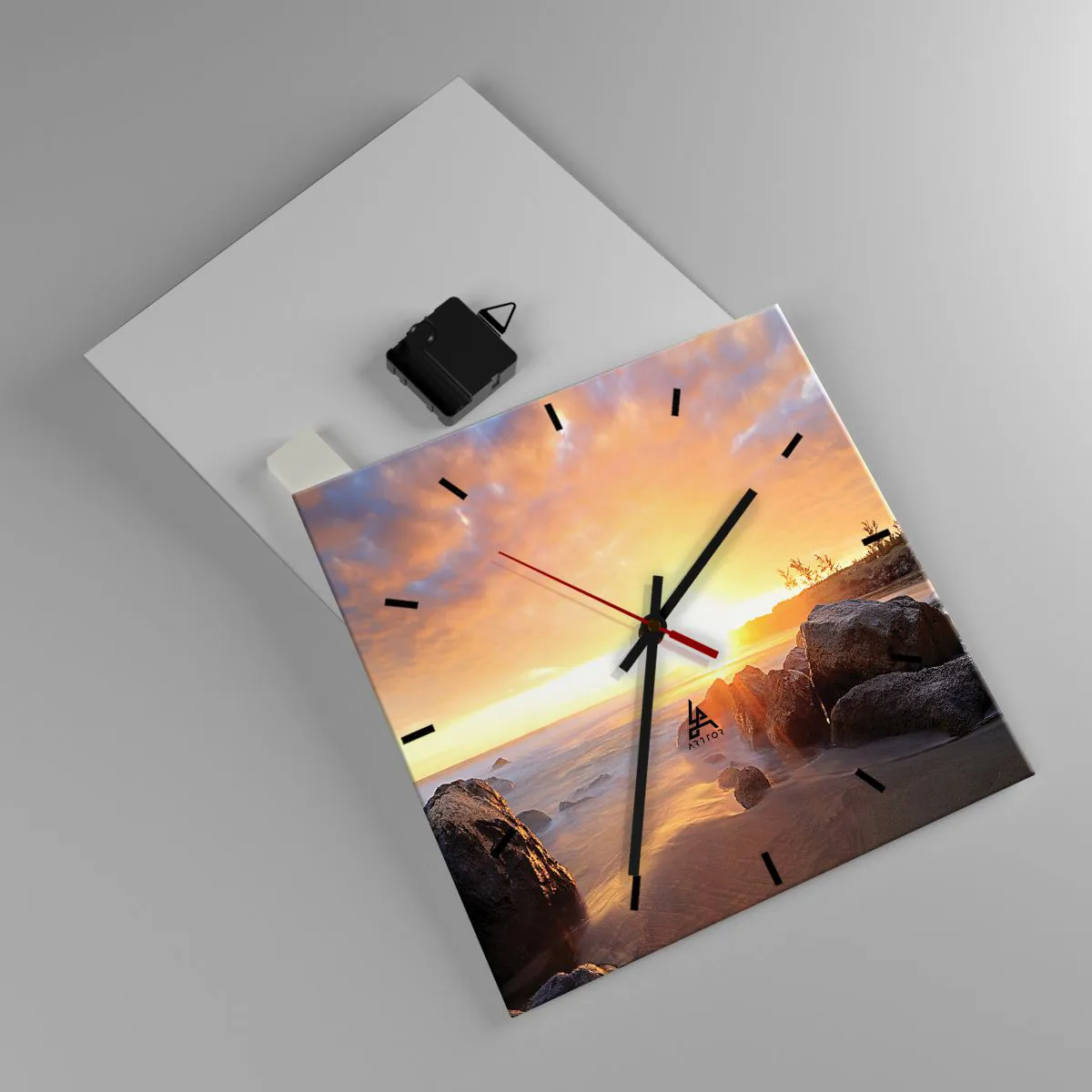 Ceas de perete - Ceas pe sticlă - Briză luminoasă de seară - 30x30 cm